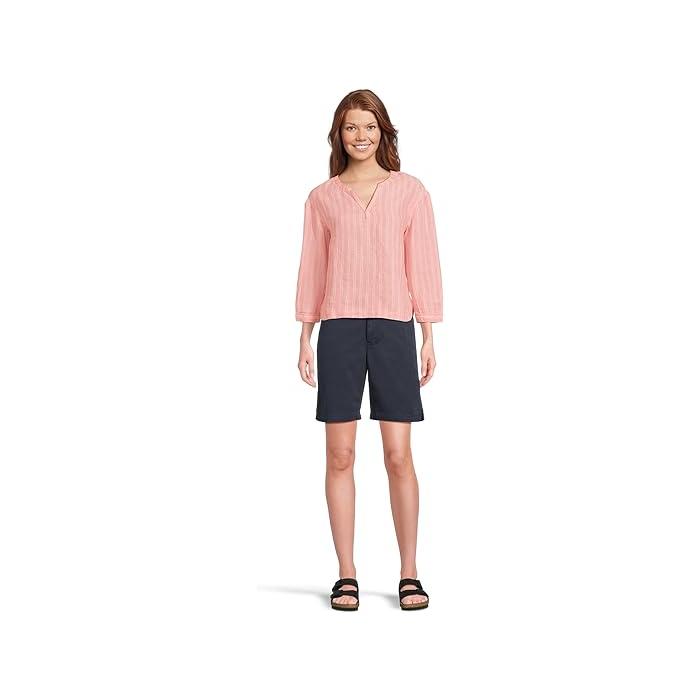 (取寄) エルエルビーン レディース プレミアム ウォッシャブル リネン シャツ スプリットネック ストライプ L.L.Bean women Premium Washable Linen Shirt