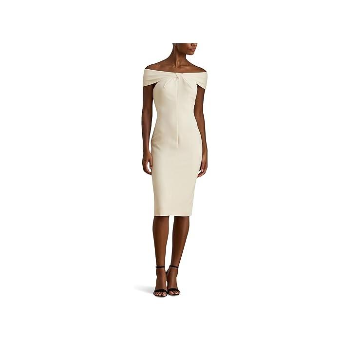 (取寄) ローレン ラルフローレン レディース ツイスト-フロント クレープ カクテル ドレス Lauren Ralph Lauren women Twist-Front Crepe Cocktail Dress Mascarpone Cream LAUREN RALPH LAUREN（ローレン ラルフローレン） P最大17倍1/1限定