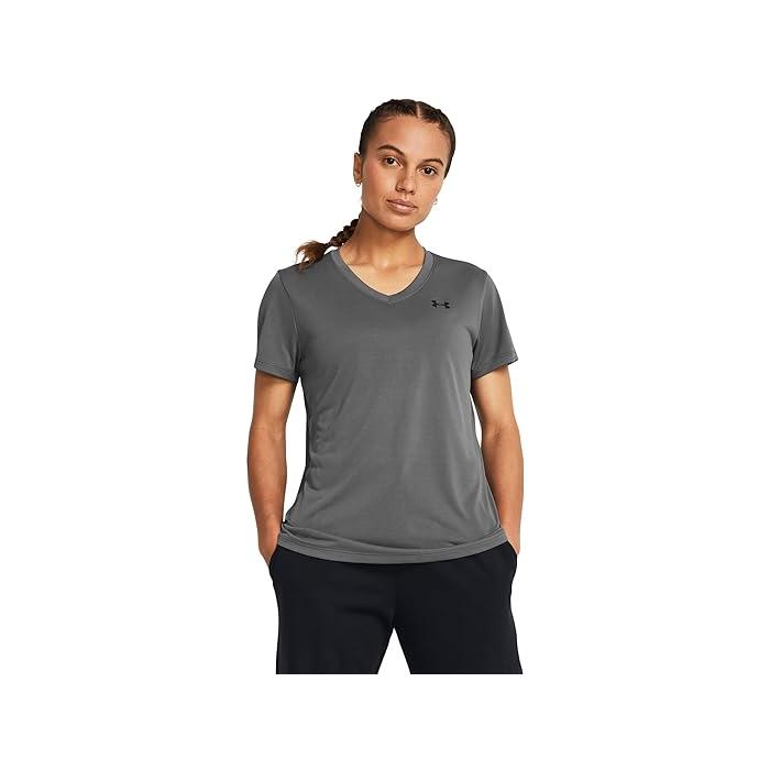 (取寄) アンダーアーマー レディース テック ショート スリーブ V-ネック ソリッド Under Armour women Under Armour Tech Short Sleeve V-Neck Solid White/Black UNDER ARMOUR（アンダーアーマー） (取寄) レディース テック ショート