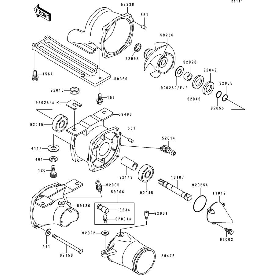 Kawasaki 550SX'95 OEM section (Jet-Pump) parts Used [K0331 Kawasaki 550SX'95 OEM section (Jet-Pump) parts Used [K0331