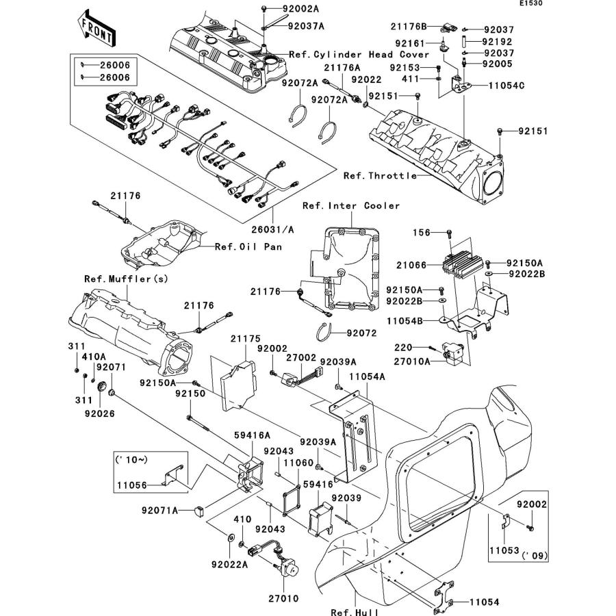 Kawasaki ULTRA260X'10 OEM section (Fuel-Injection) parts Used [K0956-09]