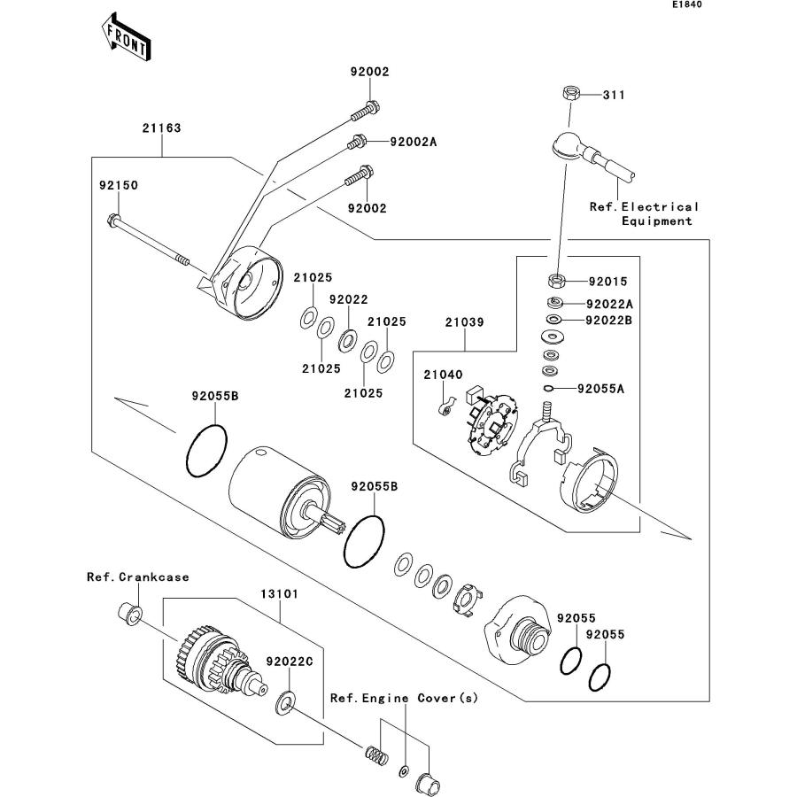 Kawasaki STX-15F'13 OEM section (Starter-Motor) parts Used Kawasaki STX-15F'13 OEM section (Starter-Motor) parts Used