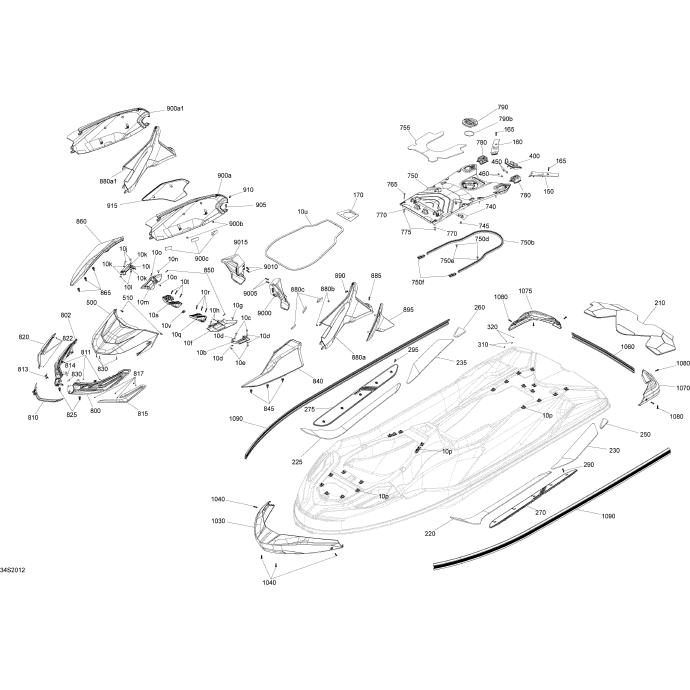 SEADOO RXT-X 300'20 OEM section (Body) parts Used [S9026-04 SEADOO RXT-X 300'20 OEM section (Body) parts Used [S9026-04