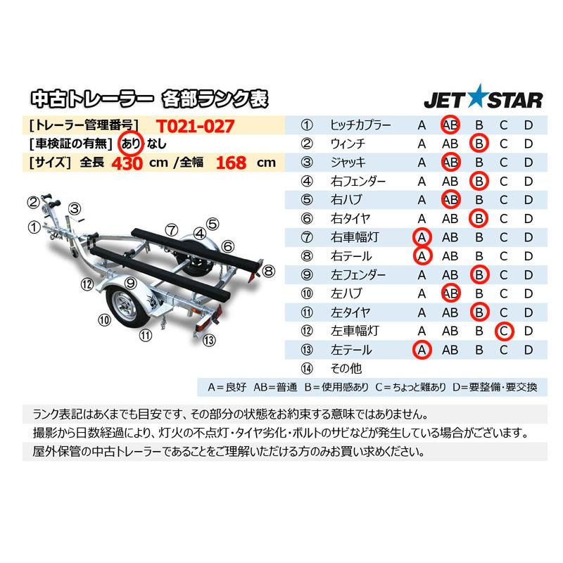 現状販売/引き取り限定】ブラストトレイル製 トレーラー 自動車検査証