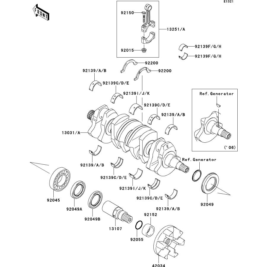 Kawasaki 2006STX-15F ROD-ASSY-CONNECTING,I (部品番号13251 Kawasaki 2006STX-15F ROD-ASSY-CONNECTING,I (部品番号13251