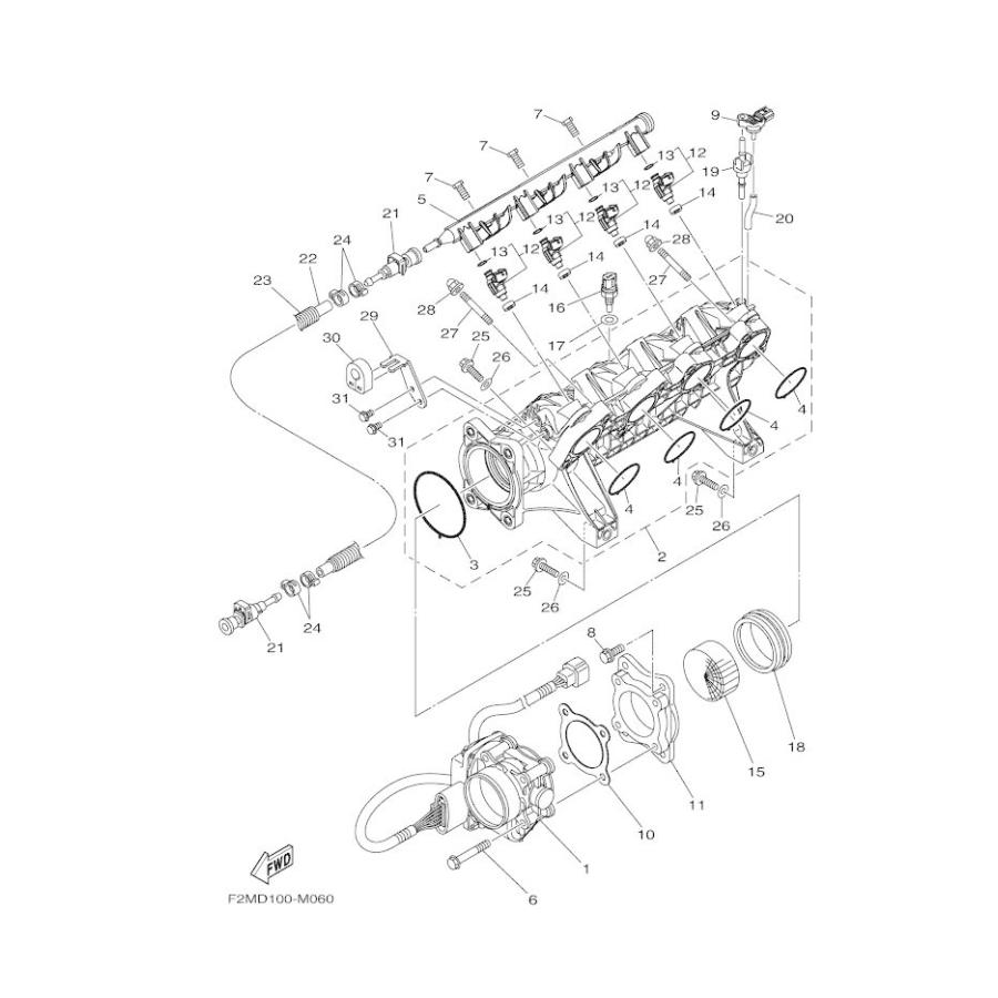 YAMAHA FXCruiserHO'15 OEM section (INTAKE-1) parts Used YAMAHA FXCruiserHO'15 OEM section (INTAKE-1) parts Used