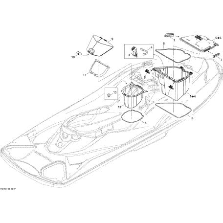SEADOO 2010 RXT-X 260 GLOVE DOOR, Y'S GEAR SPEAKER (部品番号 SEADOO 2010 RXT-X 260 GLOVE DOOR, Y'S GEAR SPEAKER (部品番号