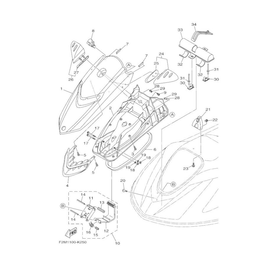 YAMAHA VXR'11 OEM section (ENGINE-HATCH-2) parts Used [Y2371 YAMAHA VXR'11 OEM section (ENGINE-HATCH-2) parts Used [Y2371