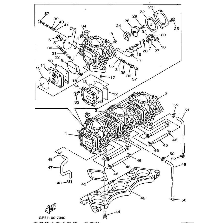 YAMAHA 1200GP'97 OEM section (CARBURETOR) parts Used [Y4424 YAMAHA 1200GP'97 OEM section (CARBURETOR) parts Used [Y4424