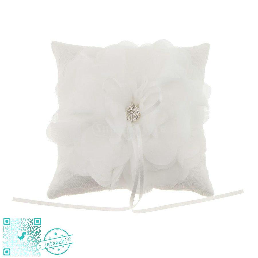 リングピロー ロマンチック 花のビーズ 結婚式 リング枕 ラインストーン リングクッション 2タイプ選択 15 x 15 cm