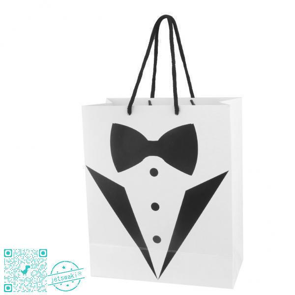 3xfashion Papertuxedoショッピングキャリーバッグウェディングギフトバッグハンドル付きホワイト Chy6ksof61 キッチン 日用品 文具 Www Rpcol Com