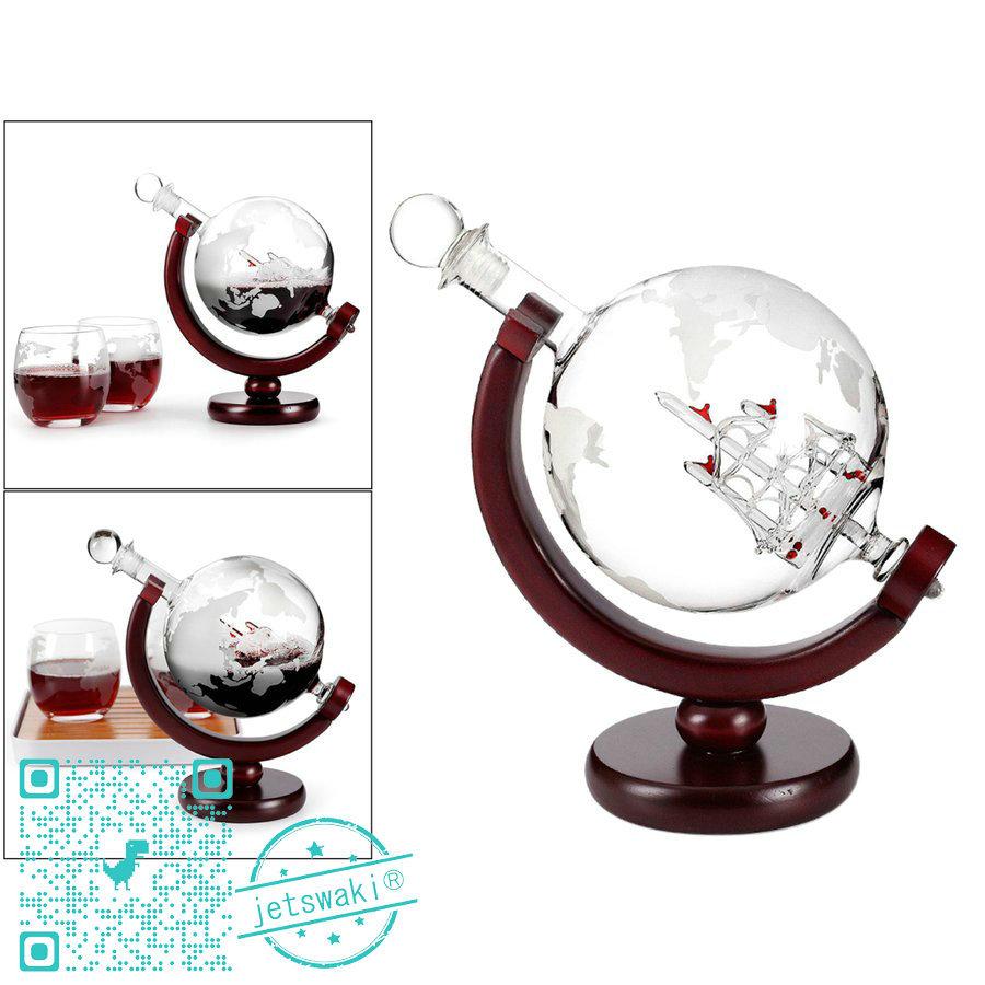 爆買い！ ウイスキーグローブデカンタ地球儀デカンタセットため酒