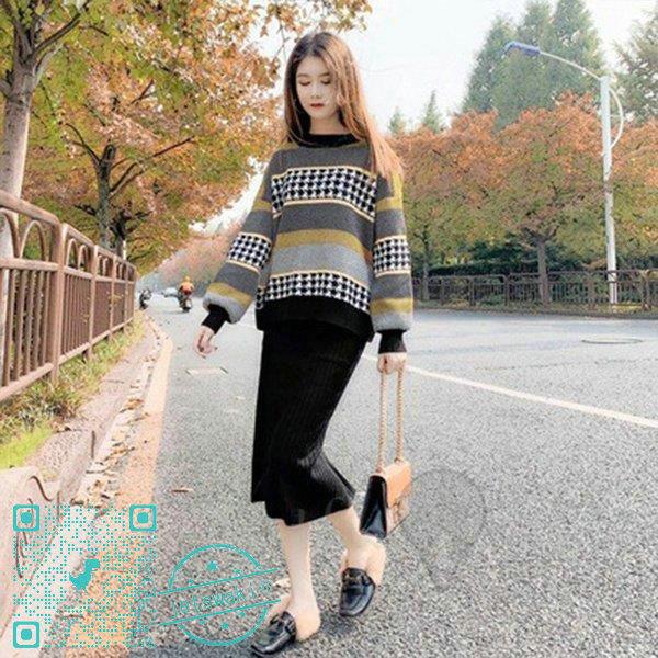 期間限定 最安値挑戦 上下セット ニット 可愛い 秋冬 レディース セットアップ 2点セット オシャレ 韓国風 きれいめ カジュアルウエア ボーダー スカート セーター トップス セットアップ 色 写真色 Www Quantumbytestore Com