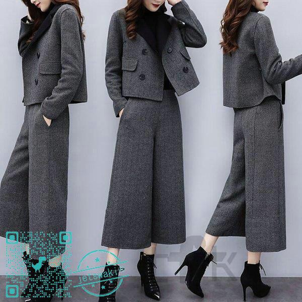 豪華ラッピング無料 グレー コート 上品 レディース アウター ガウチョパンツ ワイドパンツ ジャケット ラシャ セットアップ 2点セット Ol 通勤 40代 30代 秋 セットアップ カラー 写真色 Vesismin Com