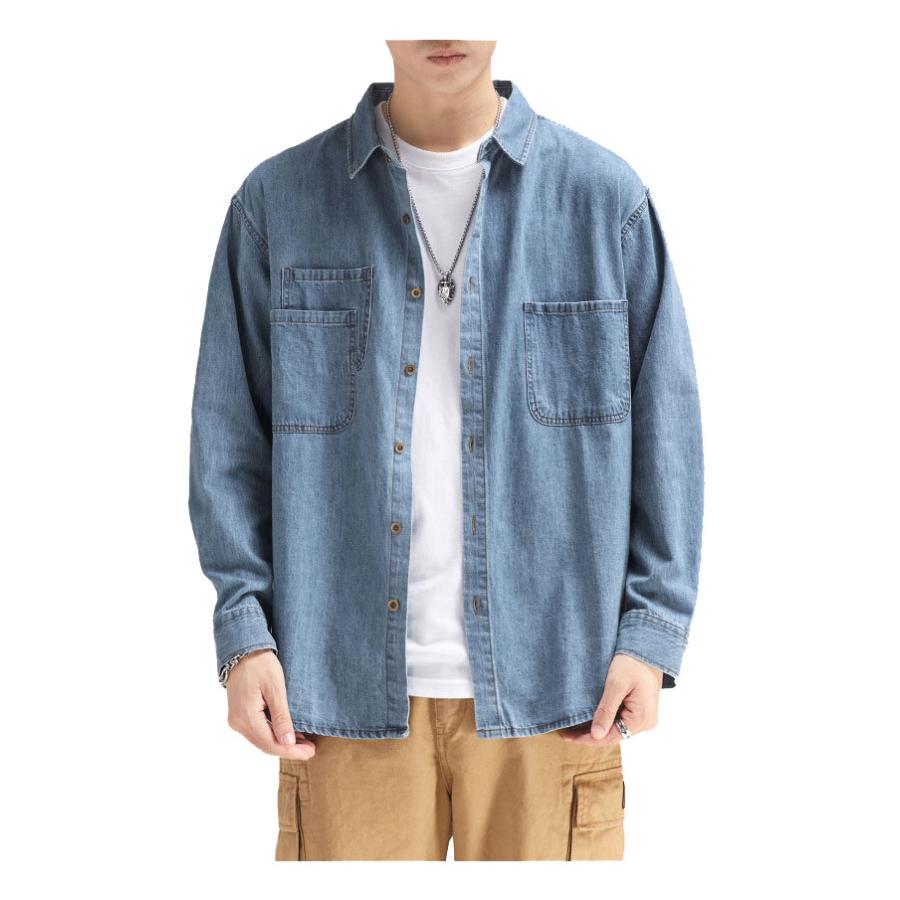 22セール ジャケット ショート丈 カジュアル かっこいい デニムシャツ メンズ トップス 長袖シャツ ウエスタンシャツ 綿100 スリム ダンガリーシャツ 丈夫 カジュアルシャツ 秋シャツ 秋服 大人