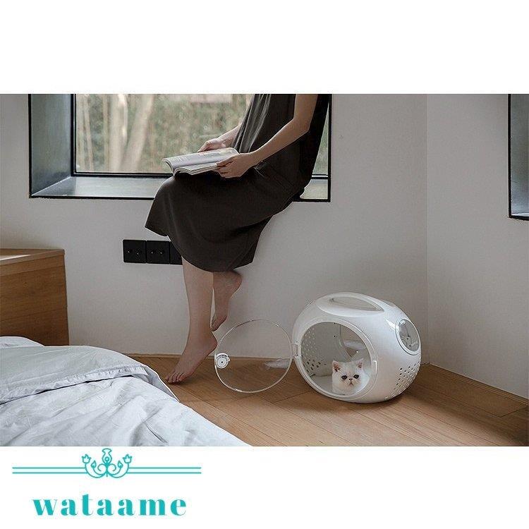 【新商品】 ペット キャリー ケース 犬 キャリーケース 猫 キャリーバッグ ケージ ケース 持ち運び 透明 ラウンド ドーム型 ホワイト ブルー お祝い プレゼント /[abh11] 【2227144264】(11500円)