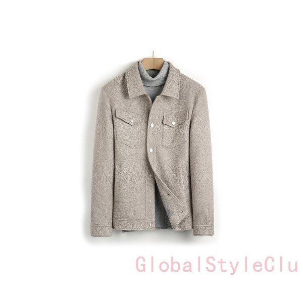 メンズ ジャケット ショートコート ジャンパー ボタン ジップアップ 折り襟 スタンドカラー 秋冬 アウター ファッション 1st Step Com