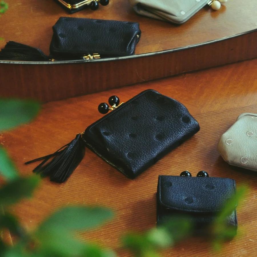 perche（ペルケ） アクリル玉がま口2つ折り財布 やぎ革 ゴート 08-06 