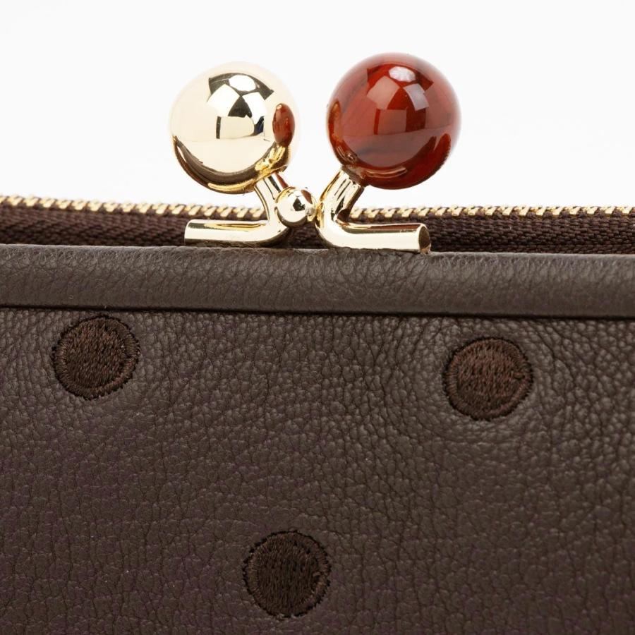 perche（ペルケ） アクリル玉がま口2つ折り財布 やぎ革 ゴート 08-06