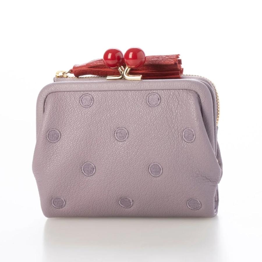 perche（ペルケ） アクリル玉がま口2つ折り財布 やぎ革 ゴート 08-06