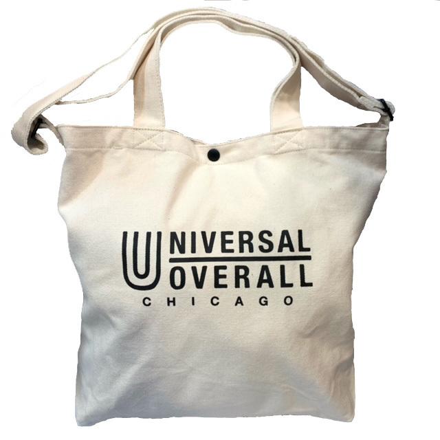 UNIVERSAL OVERALL(ユニバーサルオーバーオール) スーベニアコットン2WAYトートバッグ ホワイトブラック UVO082