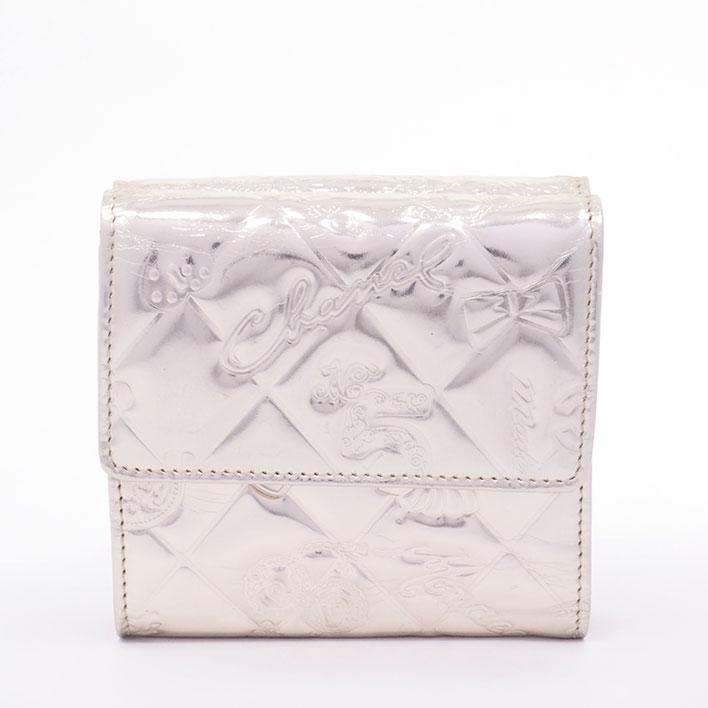 返品OK】【美品】シャネル Wホック財布 マトラッセ アイコンライン 