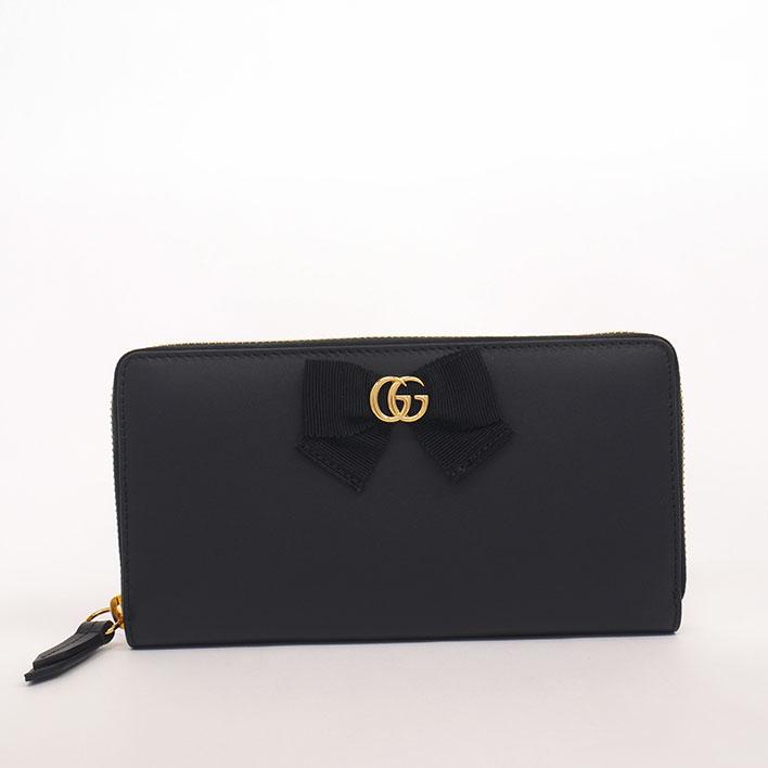 美品 GUCCI マーモント ラウンドジップ 長財布 GG 黒 ブラック 財布 GUCCI（グッチ） 【返品OK】【美品】グッチ GG ジップアラウンド