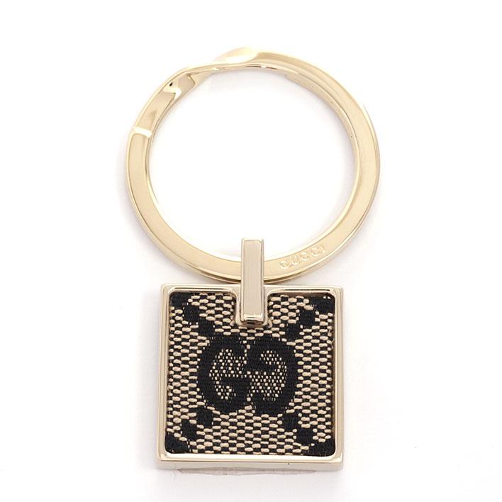 GUCCI キーホルダー スクエアプレート 美品】グッチ スクエアプレート GGキャンバス 【キーホルダー・キー