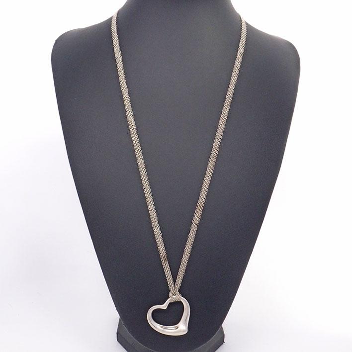 極美品 ティファニー オープンハート XL メッシュ ネックレス シルバー925 TIFFANY&Co.（ティファニー） 【返品OK】【美品】ティファニー エルサ