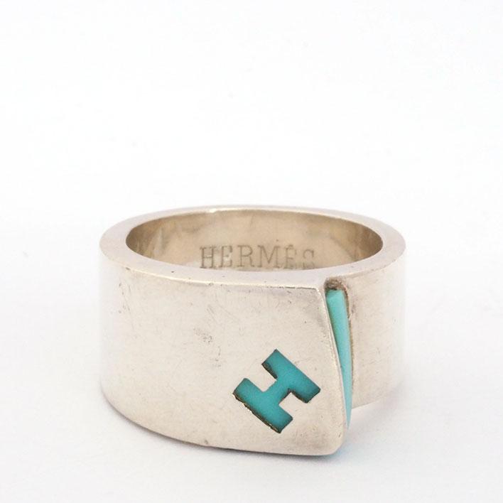 HERMES エルメス キャンディリング SV925 ターコイズ ＃50 7号 HERMES（エルメス） 【返品OK】【美品】エルメス キャンディ シルバー