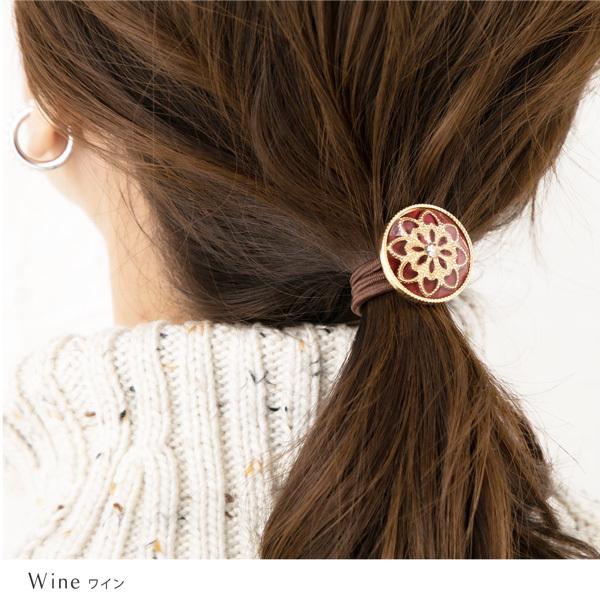 Jewel VOX ヘアゴム ラインストーン入りゴールドフラワーモチーフ