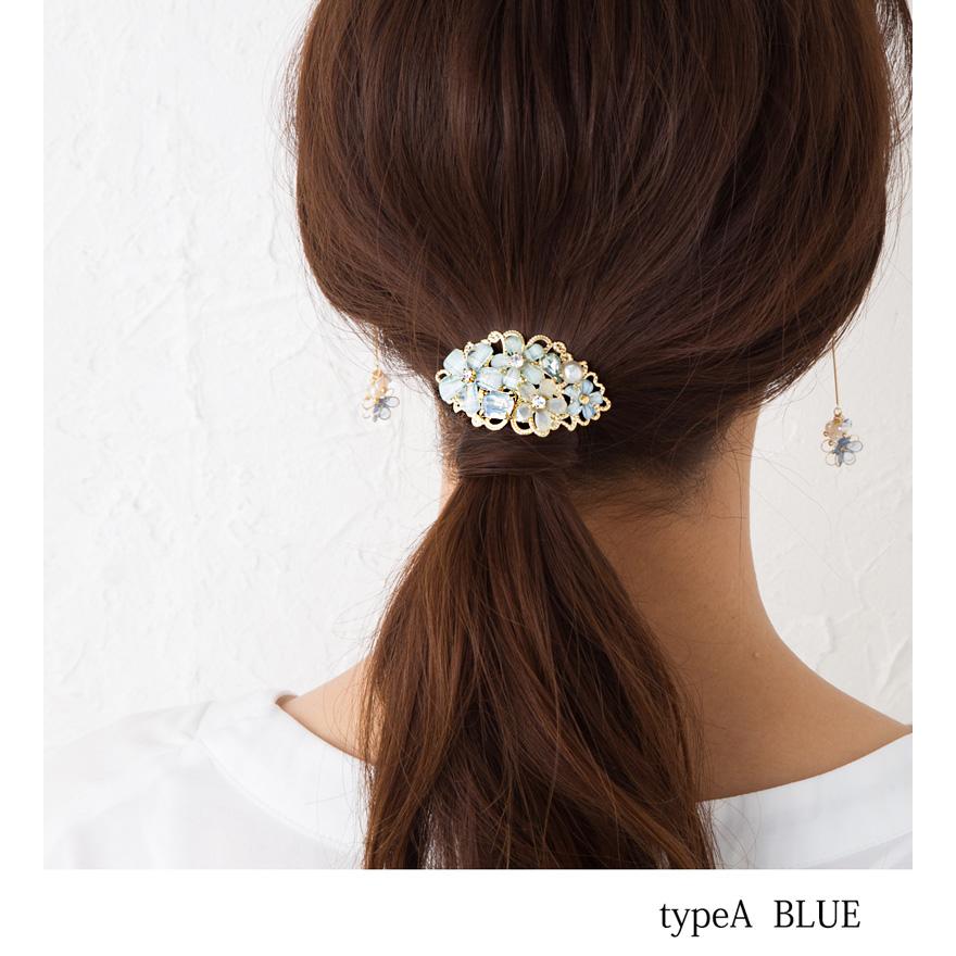 ポニーフック ヘアアクセ レディース ビジュー フラワー 立体 ストーン パール ポニーテール SALE｜jewel-vox｜03