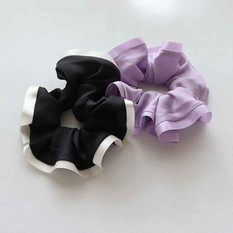 シュシュ  ヘアゴム  パープル/ブラック 楽天市場】シュシュ ヘアゴム シンプル ブラック ホワイト 黒 白