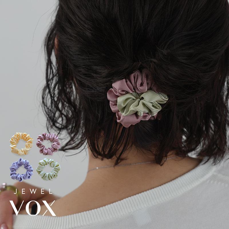 Jewel VOX シュシュ ヘアゴム ヘアアクセ レディース サテン 無地