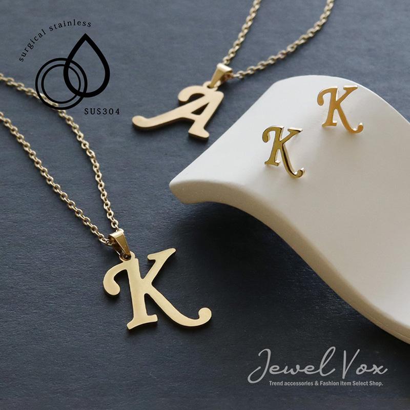 Jewel VOX ネックレス レディース イニシャル ピアス セット Jewel VOX ネックレス レディース イニシャル ピアス セット
