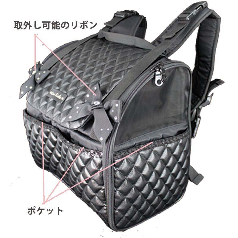 Luxe birdie　キルト リュバン リュック　9571　Mサイズ　ブラック ホワイト 小型犬 キャリーバッグ　リュック 犬　服 小型犬 軽い　収納力　キャスター 白 黒_2