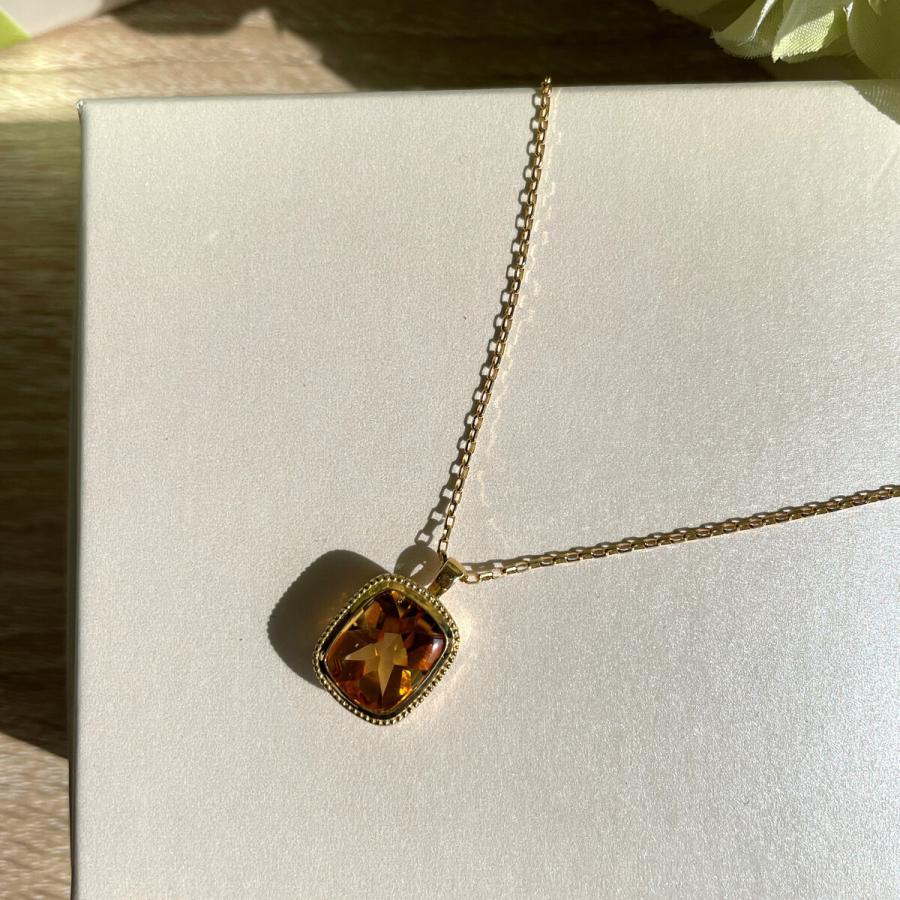 K18 シトリンペンダントネックレス 45cm : jeweldahlias - 通販