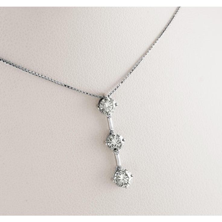 Pt900/850 天然ダイヤモンド 1.00ct プラチナ トリロジーネックレス 