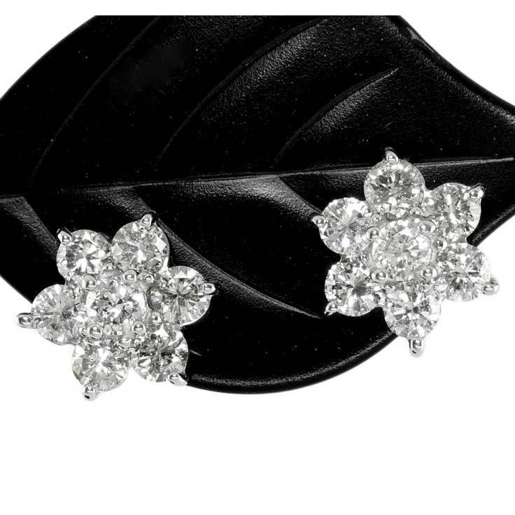 Pt900 天然ダイヤモンド 1.04ct プラチナ フラワーピアス レディース  