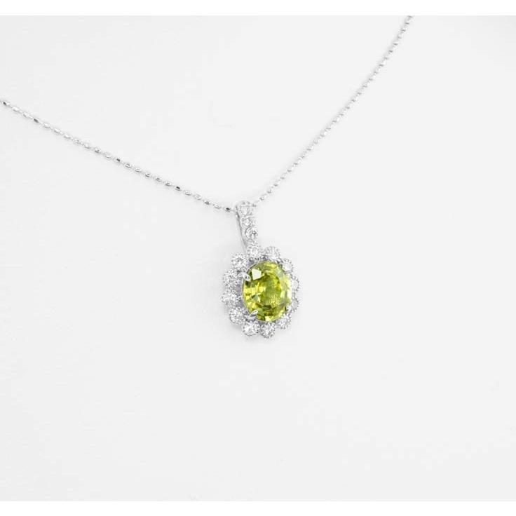 K18WG 天然スフェーン 1.42ct ダイヤモンド 0.31ct 18金ホワイト 