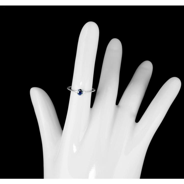 18金 ミルグレイン 天然 サファイア 18kWG/K18WG ミル打ち リング 重ね  