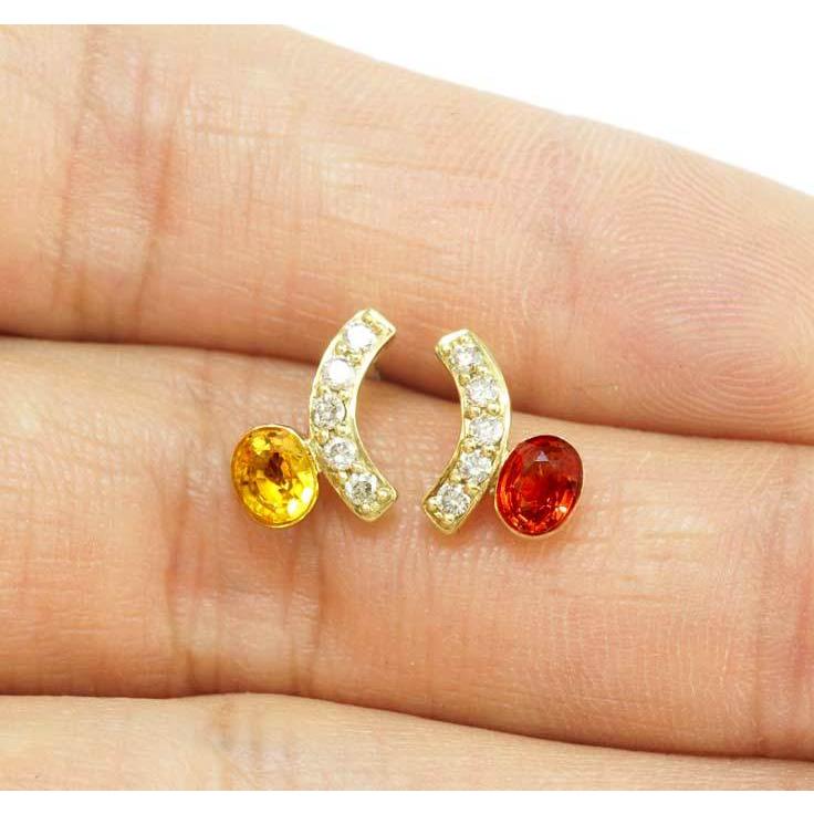 K18YG 天然 オレンジ/イエロー サファイア 0.52ct ダイヤモンド 0.12ct 