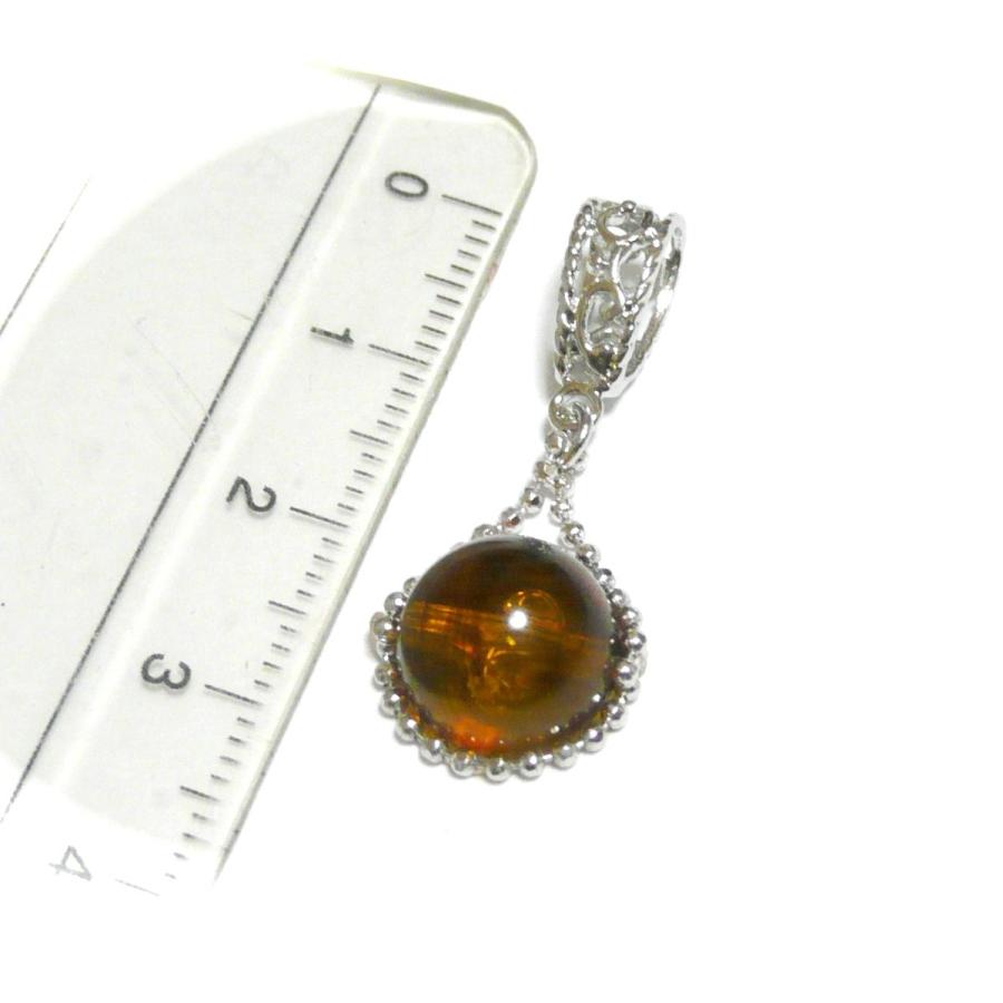 ペンダント トップ 琥珀 アンバー 10mm 丸珠 大きな バチカン こはく コハク バルチックカラー 宝石 天然石 パワーストーン