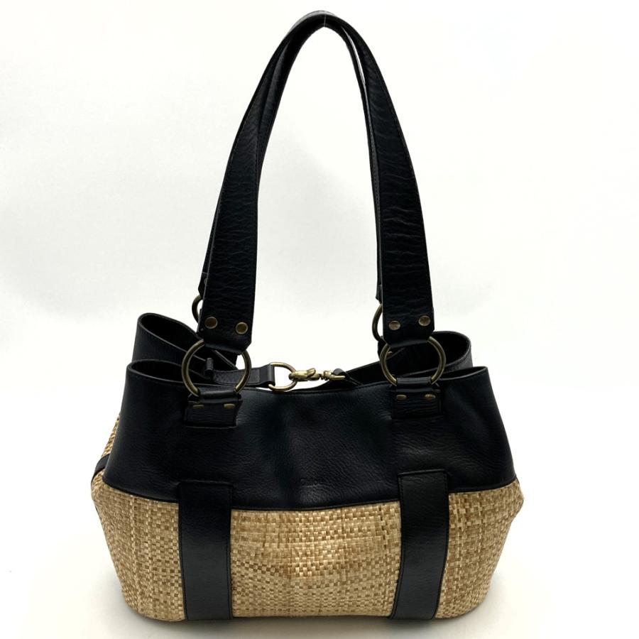 Chloe（クロエ） トートバッグ ハンドバッグ レザー ストロー かご 