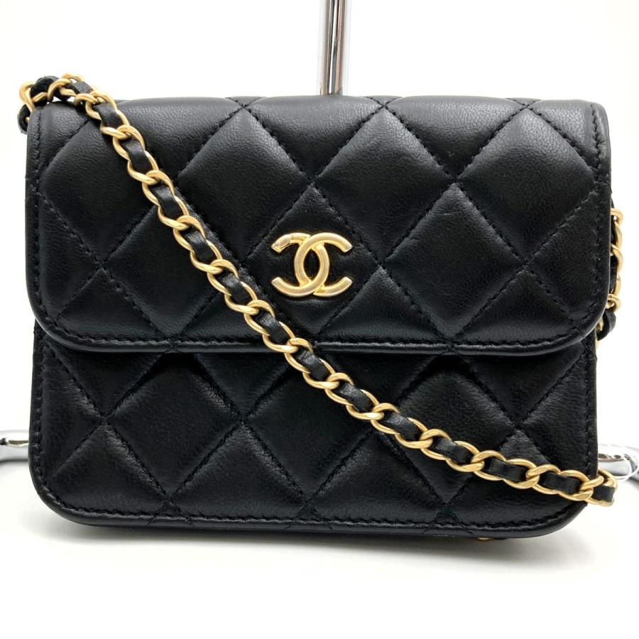 CHANEL 美品 シャネル マトラッセ チェーンクラッチ ココボール バッグ 