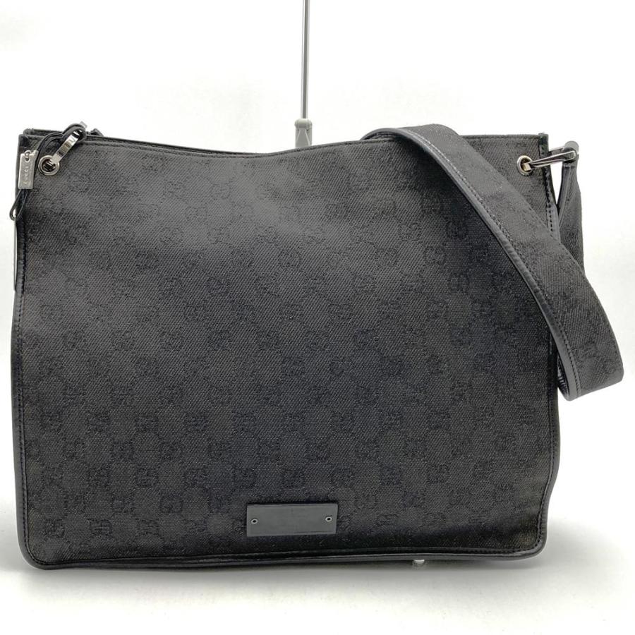 GUCCI（グッチ） 90656 ショルダーバッグ デニム/レザー ブラック
