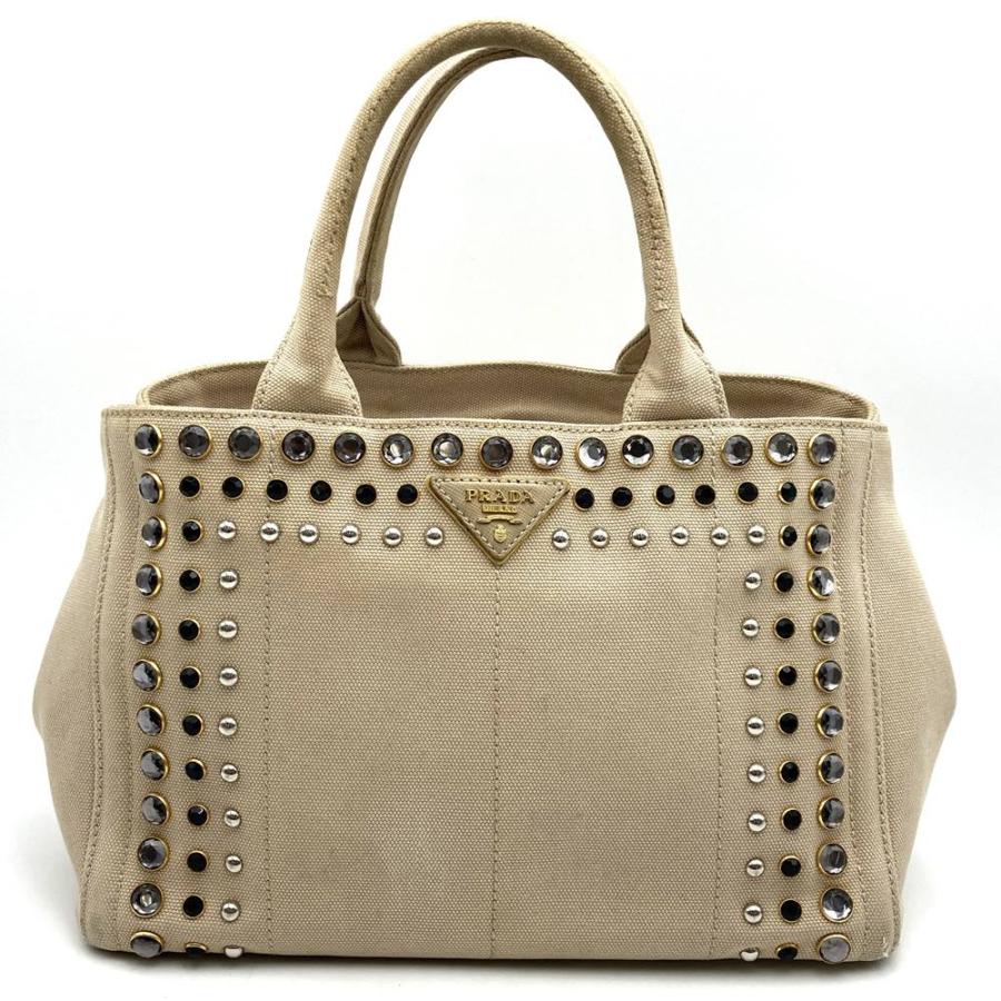 PRADA プラダ カナパビジュー トートバッグ ハンドバッグ スタッズ 