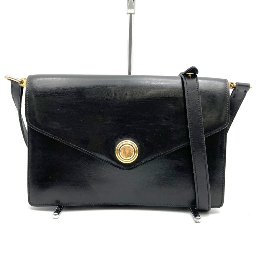OLD DIOR ショルダーバッグ　レザー　ブラック　ゴールド金具 Dior ディオール ショルダーバッグ ヴィンテージ レザー ゴールド金具