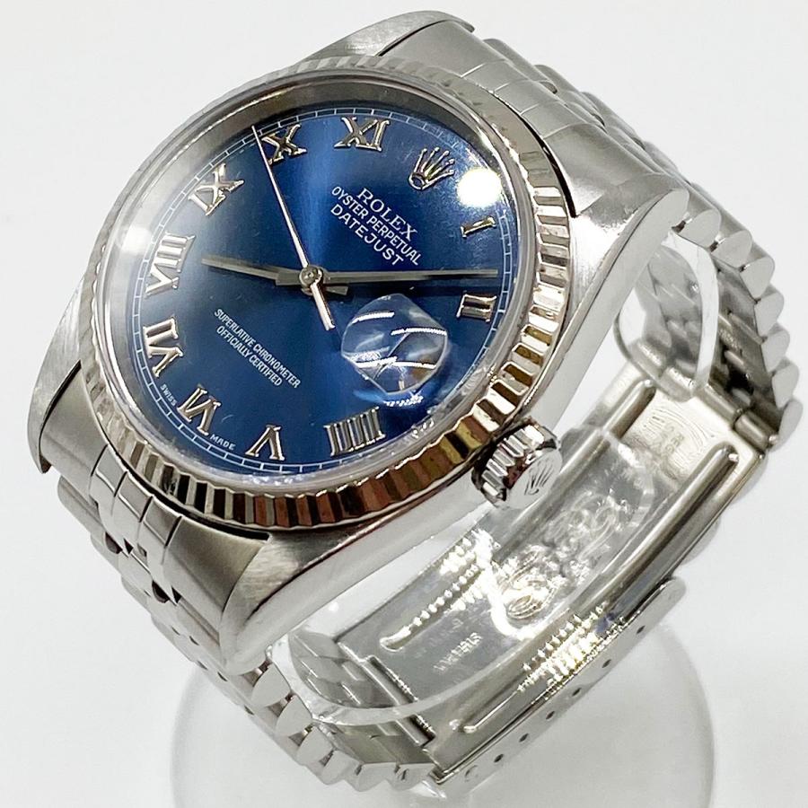 ROLEX ロレックス デイトジャスト 腕時計 時計 メンズ ファッション シルバー ブルー ネイビー 16234 USED｜jewellshop｜03