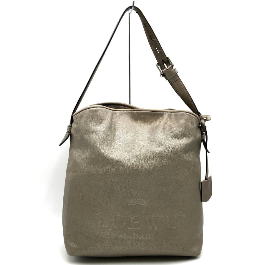 LOEWE（ロエベ） ヘリテージ ショルダーバッグ レザー シルバー 